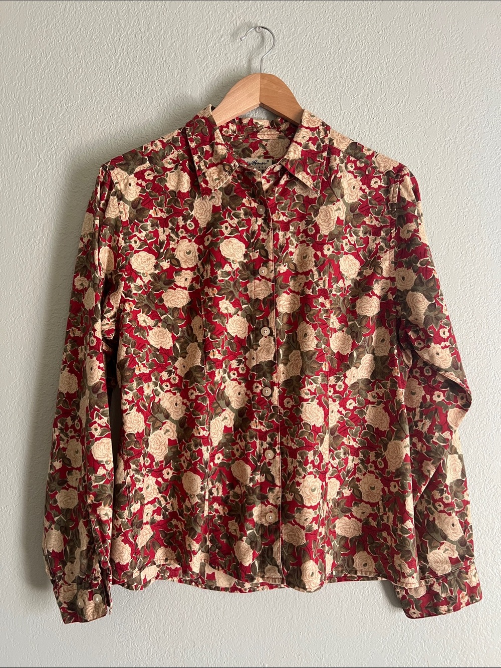 90’s Eddie Bauer Floral Button-Up Shirt in Red and Cream